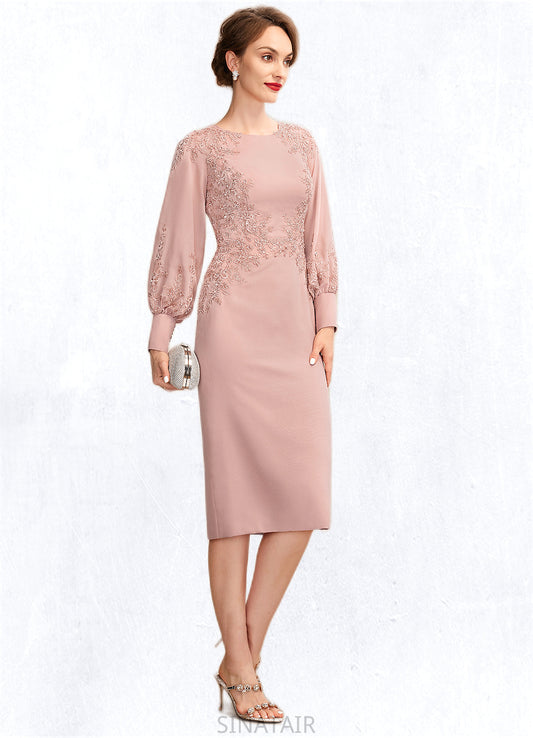 Shyann Sheath/Column Scoop Neck Knee-Length Chiffon Lace Mother of the Bride Dress With Beading Sequins DH126P0015020