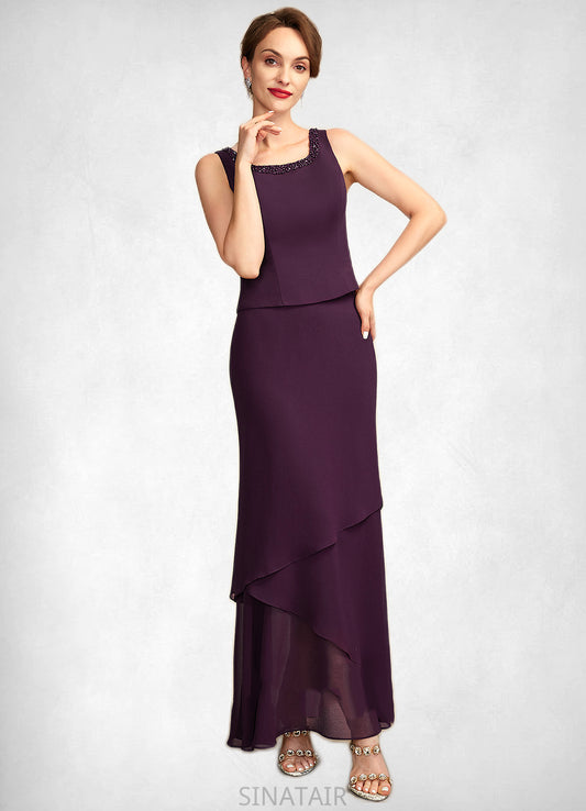 Emerson Sheath/Column Scoop Neck Ankle-Length Chiffon Mother of the Bride Dress With Beading Sequins DH126P0015024