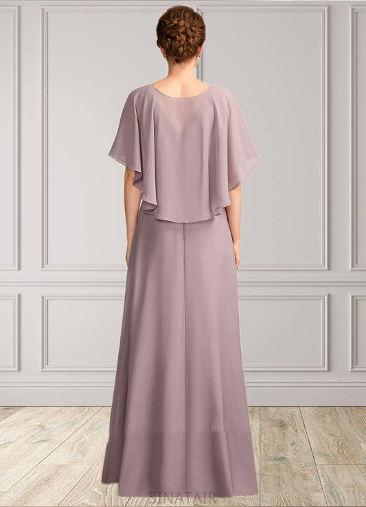 Peyton A-Line V-neck Floor-Length Chiffon Mother of the Bride Dress With Ruffle DH126P0015026