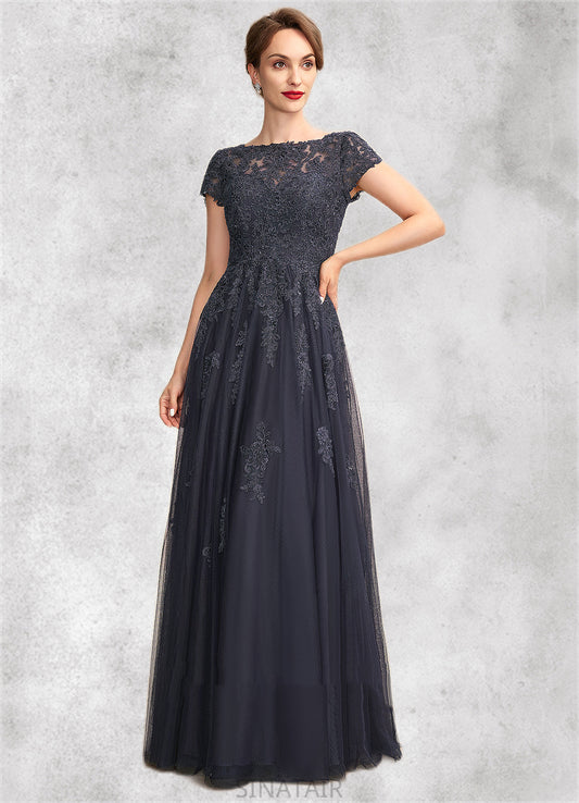 Uerica A-Line Scoop Neck Floor-Length Tulle Lace Mother of the Bride Dress With Beading DH126P0015029