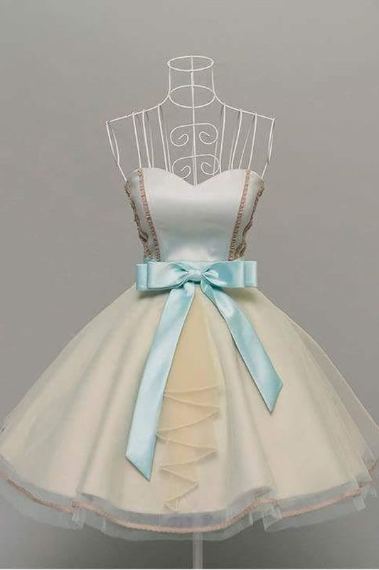 Homecoming Dresses A Line Sweetheart Tulle With Bow Knot
