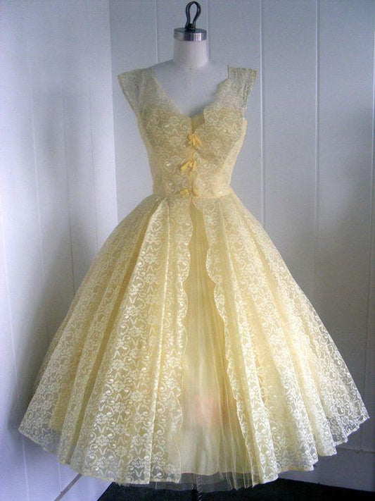 1950S Vintage Ball Lace Jazlyn Cocktail Homecoming Dresses Gown V Neck Mini Short Dress