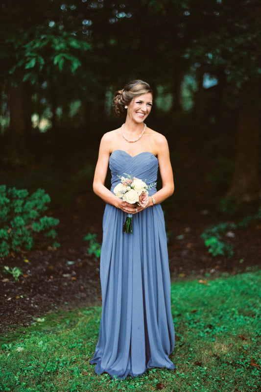 2024 Sweetheart Bridesmaid Dresses A Line Ruched Bodice Chiffon