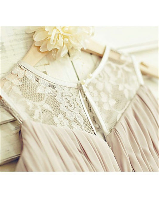 Sleeveless Scoop Ruffles A-line/Princess Chiffon Tea-Length Flower Girl Dresses
