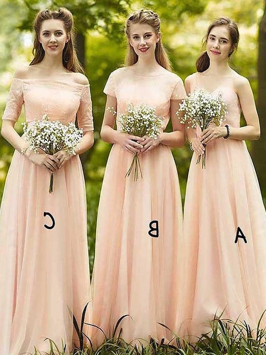 A-Line/Princess Sleeveless Chiffon Floor-Length Bridesmaid Dresses