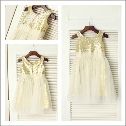 Sequins Scoop Long Sequin Sleeveless A-Line/Princess Flower Girl Dresses