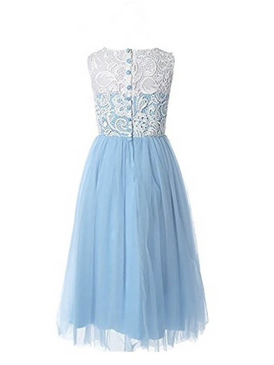 Tulle A-Line/Princess Ankle-Length Sleeveless Jewel Lace Flower Girl Dresses