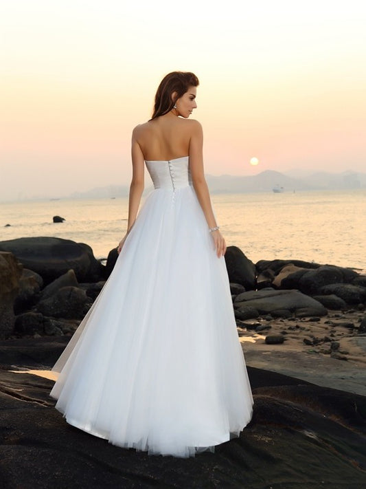 A-Line/Princess Long Sleeveless Sweetheart Net Beach Wedding Dresses