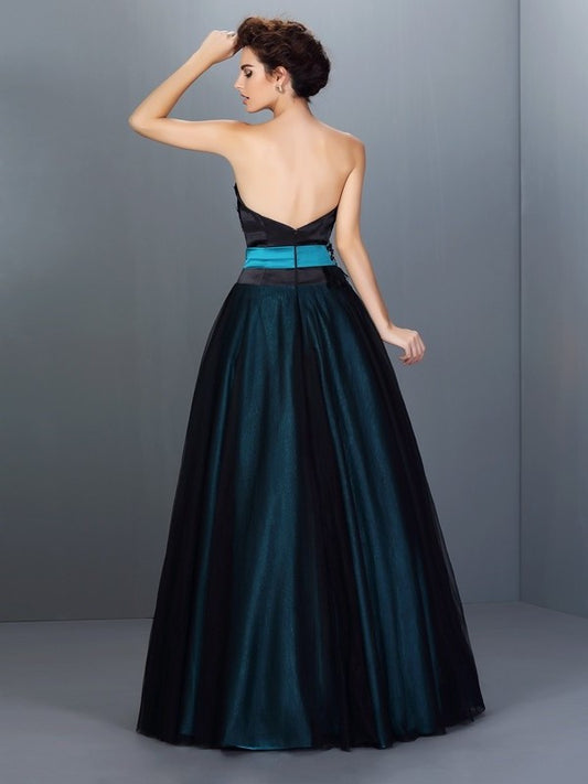 Gown Long Woven Strapless Feathers/Fur Elastic Sleeveless Ball Satin Quinceanera Dresses