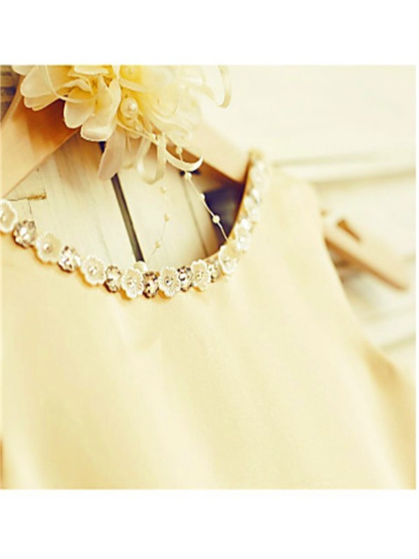 Tulle Bowknot Tea-Length A-line/Princess Scoop Sleeveless Flower Girl Dresses